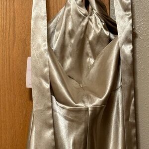 Monica Dress Shiny Satin Neutral Champagne